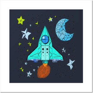 Rocket Ship Space Graphic Posters and Art